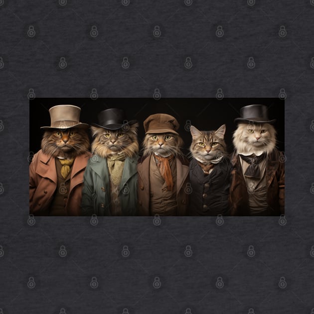 Victorian Cats in Suits and Hats by AI Art Originals